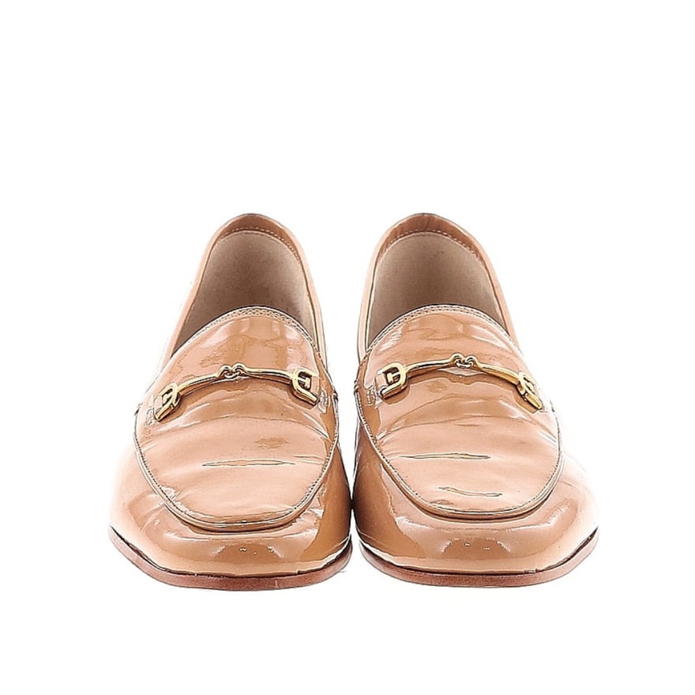 Sam Edelman Loraine Bit Tan patent Leather Loafers with Gold Accents